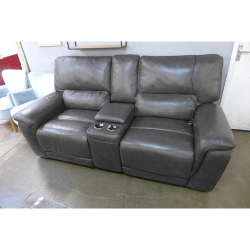 1494 - Maxwell 2 Seater Grey  Recliner Leather      , Original Rrp £1166.66 + Vat( 4094-6) * This Lot Is Su... 