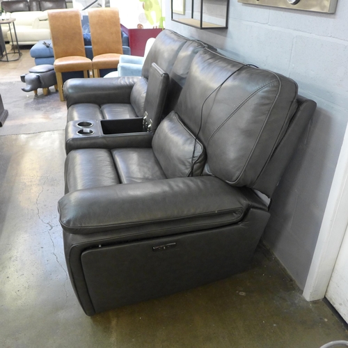 1494 - Maxwell 2 Seater Grey  Recliner Leather      , Original Rrp £1166.66 + Vat( 4094-6) * This Lot Is Su... 