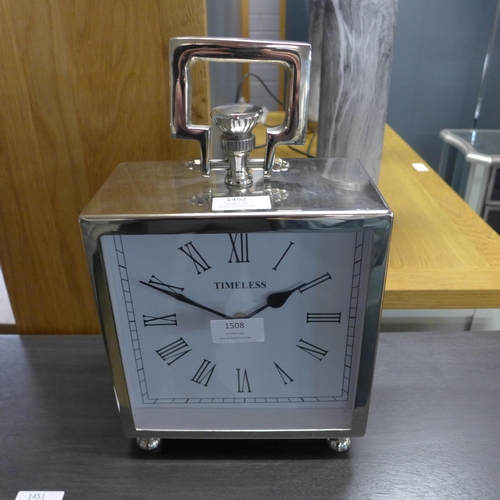 1347 - A square nickel clock, 28cm x 21cm (1697828)   #