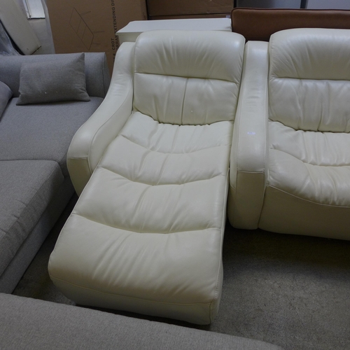 1639 - A cream leather sectional five piece sofa