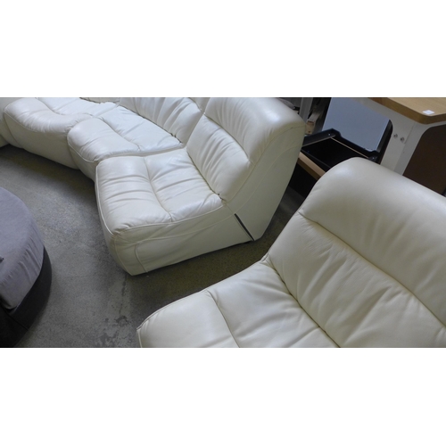 1639 - A cream leather sectional five piece sofa