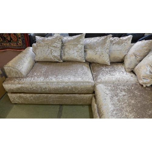 1715 - A Ferguson mink crushed velvet corner sofa RRP £679