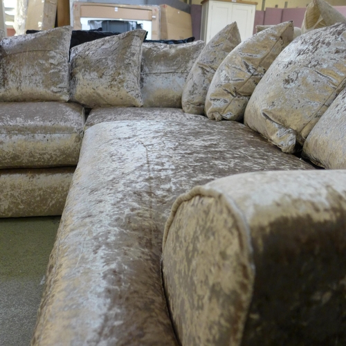 1715 - A Ferguson mink crushed velvet corner sofa RRP £679