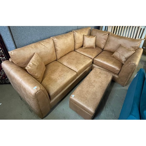 1716 - An Austin milan tan RHF faux leather sofa RRP £1,399.99