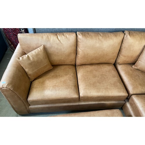 1716 - An Austin milan tan RHF faux leather sofa RRP £1,399.99