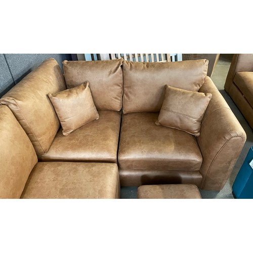 1716 - An Austin milan tan RHF faux leather sofa RRP £1,399.99