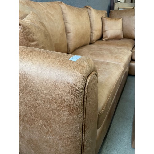 1716 - An Austin milan tan RHF faux leather sofa RRP £1,399.99