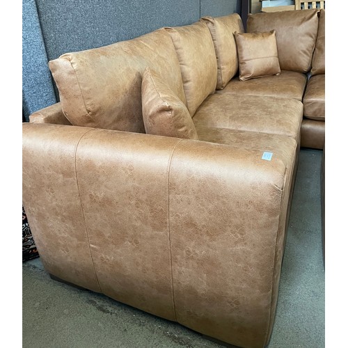 1716 - An Austin milan tan RHF faux leather sofa RRP £1,399.99