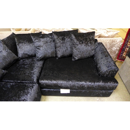 1717 - A Ferguson black crushed velvet corner sofa RRP £679