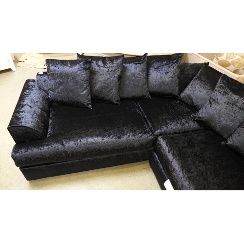 1717 - A Ferguson black crushed velvet corner sofa RRP £679