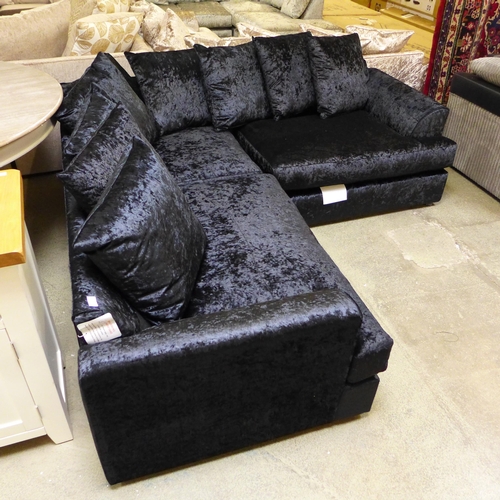 1717 - A Ferguson black crushed velvet corner sofa RRP £679