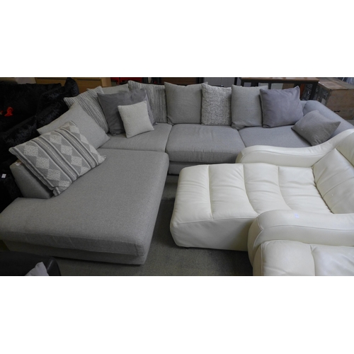 1719 - A grey textured weave corner sofa