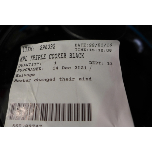 3024 - MPL Triple Black  Slow Cooker (247-221)  * This lot is subject to vat