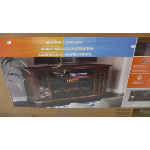 3044 - Darkwood Mayson Media Sideboard/ Tv Unit With Built In Electric Fire, Original RRP £499.99 + Vat    ... 