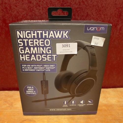 3091 - Night hawk stereo gaming headset (247-377) * This lot is subject to vat