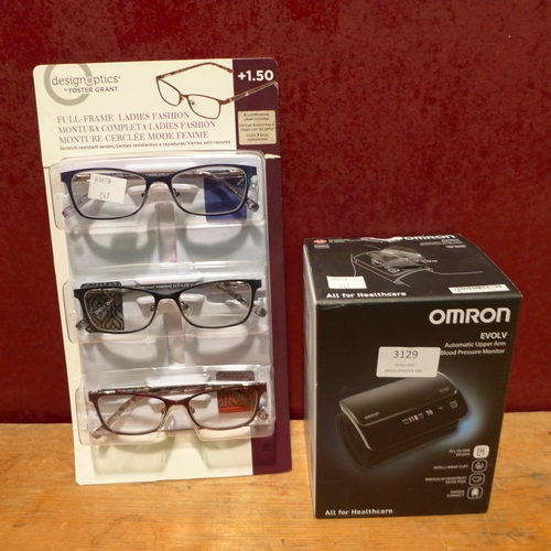 3129 - Omron Evolv Bpm Wireless and FGX Ladies Mix +1.50  Ready Reader   (247-272,284)  * This lot is subje... 