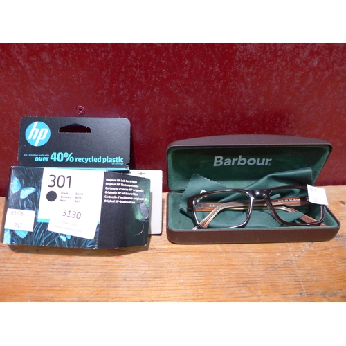 3130 - Barbour B040 Brown Plastic Glasses  and HP 301 Black Ink Cartridge  (247-162,178)  * This lot is sub... 