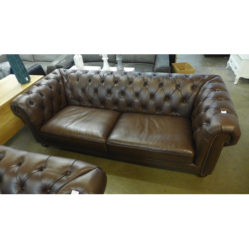 1302 - A New Allington brown leather three seater sofa RRP £1666.66 *this lot is subject to VAT*