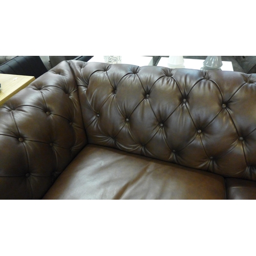 1302 - A New Allington brown leather three seater sofa RRP £1666.66 *this lot is subject to VAT*