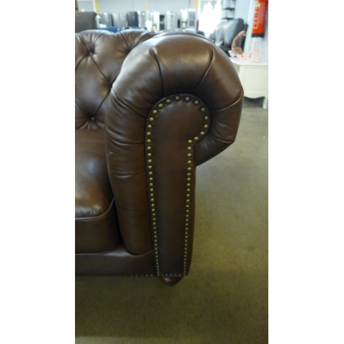 1302 - A New Allington brown leather three seater sofa RRP £1666.66 *this lot is subject to VAT*