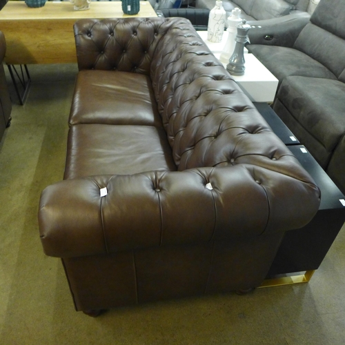 1302 - A New Allington brown leather three seater sofa RRP £1666.66 *this lot is subject to VAT*