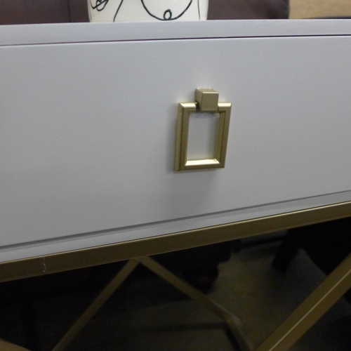 1480 - A white single drawer bedside table with cross legs