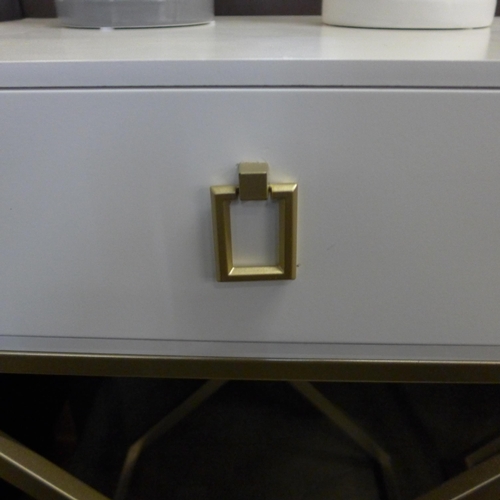 1481 - A white single drawer bedside table with cross legs