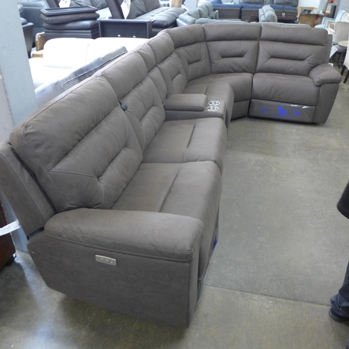 1573 - Justin Brown Fabric Reclining Sectional corner Sofa, Original Rrp £1833.33 + Vat (4092-10) * This Lo... 