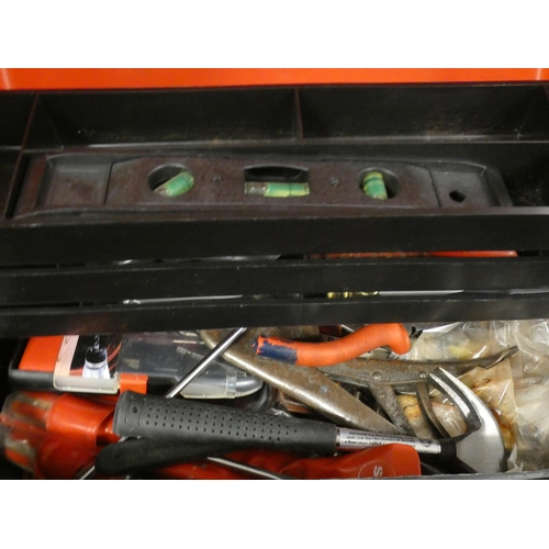 2025 - Plastic toolbox with approx 30 hand tools