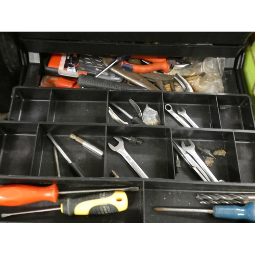 2025 - Plastic toolbox with approx 30 hand tools