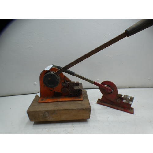 2052 - Two vintage metal cutting guillotines