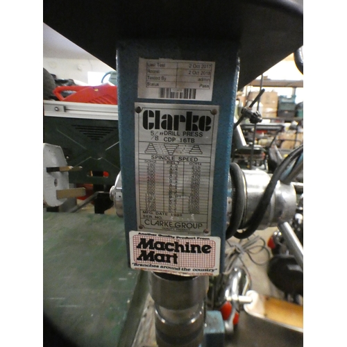 2082 - Clarke metalworker industrial pillar drill with vice - W