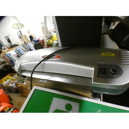 2095 - Home office job lot: Canon laser printer, Ampetronic induction loop driver, 30 items of office misc.... 