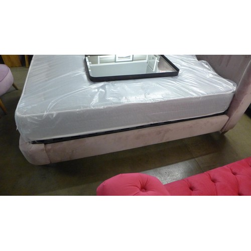 1404 - An Old Rose velvet double bed frame