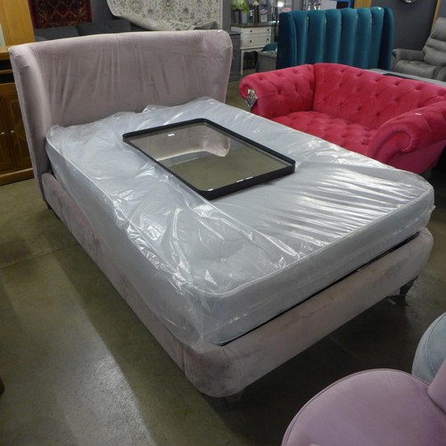 1404 - An Old Rose velvet double bed frame