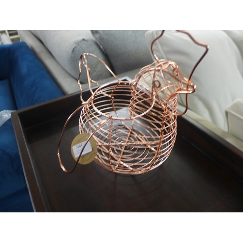 1492 - A copper wire egg bowl, H 27cms x W 34cms (KG071306)   #