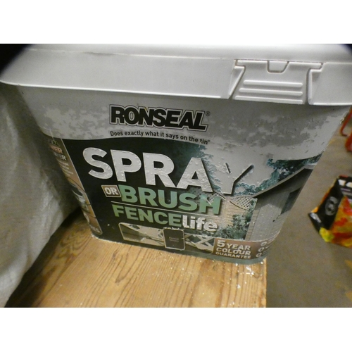 2171 - Garden maintenance job lot:  Pot of Ronseal fence paint & sprayer, lawn feed with set of jet wash at... 