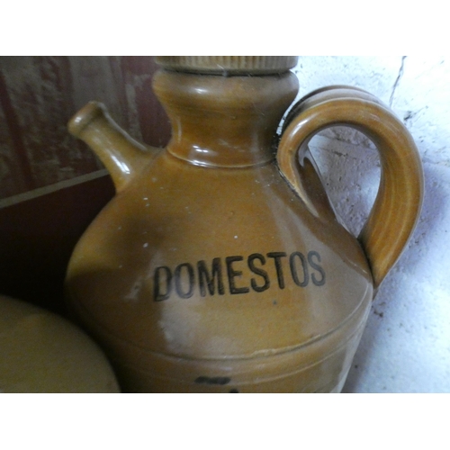 2290 - Vintage Stoneware flagon with tap, stoneware Domestos & Hillsonia vase