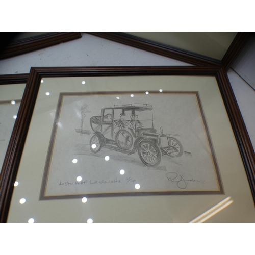 2296 - 4 Signed artist original shipping/automobile sketches