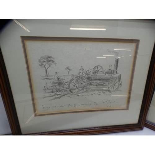 2296 - 4 Signed artist original shipping/automobile sketches