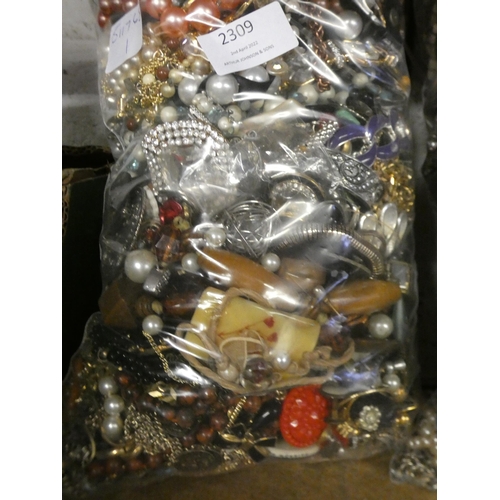 2309 - 2 Bags (approx. 6.7kg) mixed costume jewellery