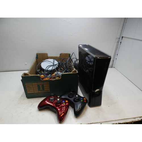 2311 - XBox 350S console with 2 controllers & Skylanders figures