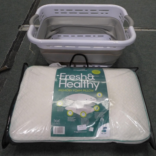 3279 - Black & Decker Laundry Basket and a Fresh & Healthy Memory Foam  Pillow  (247-344,354)  * This lot i... 