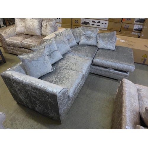 1712 - A Blake silver RHF crushed velvet corner sofa RRP £699