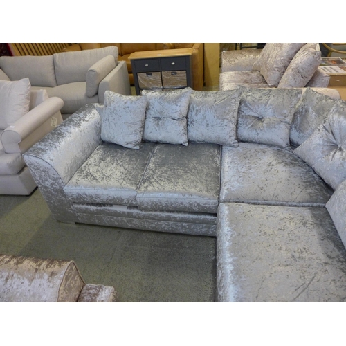 1712 - A Blake silver RHF crushed velvet corner sofa RRP £699