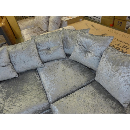 1712 - A Blake silver RHF crushed velvet corner sofa RRP £699