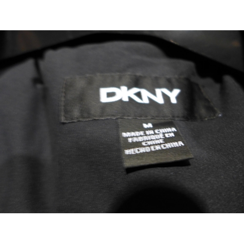 3286 - Women's DKNY black hooded coat, size M * this lot is subject to VAT