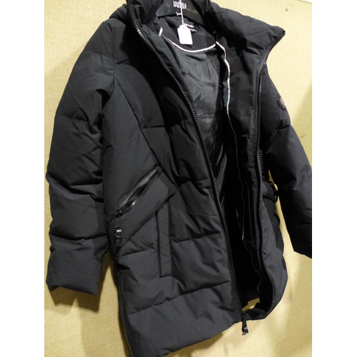 3286 - Women's DKNY black hooded coat, size M * this lot is subject to VAT