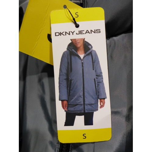 3289 - Women's DKNY teal hooded coat, size S * this lot is subject to VAT