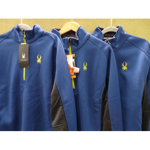 3349 - 3 Men's blue Spyder half-zip jumpers, size XXL * this lot is subject to VAT